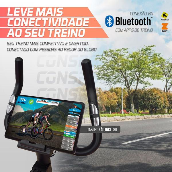 Imagem de Bicicleta Ergométrica Vertical Consport V-1000 CONNECT Exercícios Em Casa Fitness Treinamento Treino Em Casa Pedalar Regulagens Carga Preto