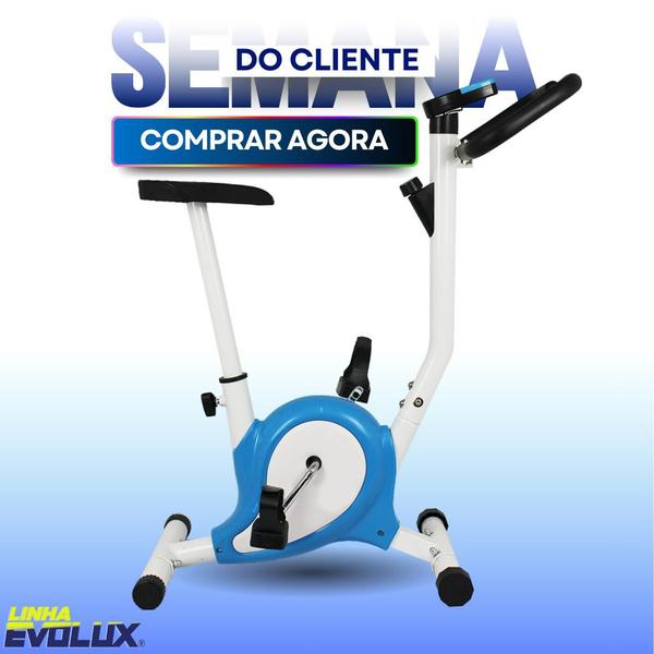 Imagem de Bicicleta Ergométrica Vertical Fit 3.0 Pro Mile Fitness Azul Exercício em Casa Monitor de Desempenho Silenciosa Confortável Suporta até 120 kg