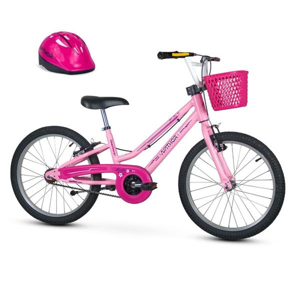 Imagem de Bicicleta Feminina Aro 20 Rosa Bella com Capacete