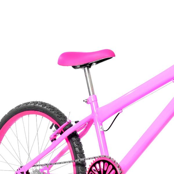 Imagem de Bicicleta Feminina Aro 24 Alumínio Colorido Freios V-Brake Sem Marcha + Cesta e Descanso Lateral