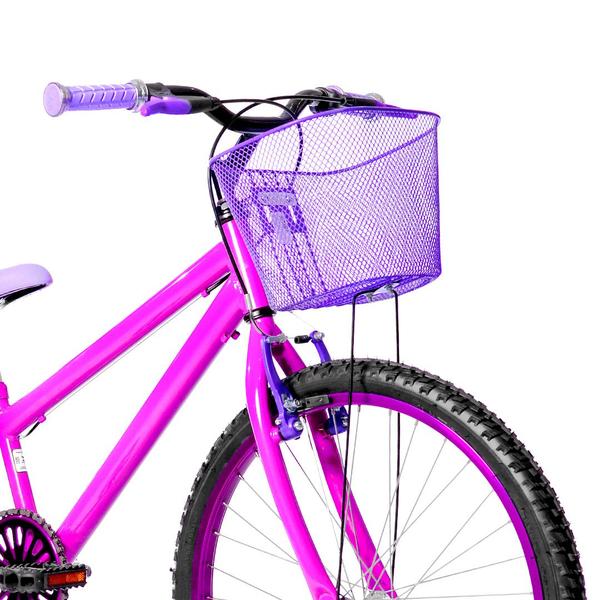 Imagem de Bicicleta Feminina Aro 24 Alumínio Colorido Garrafinha Fon Fon Retrovisor + Cadeirinha de Boneca