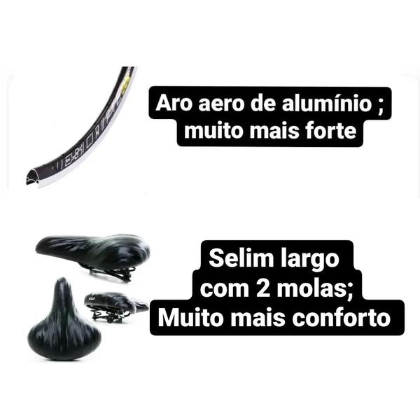 Imagem de Bicicleta feminina aro 26 retrô sem marchas c/ cesta preto