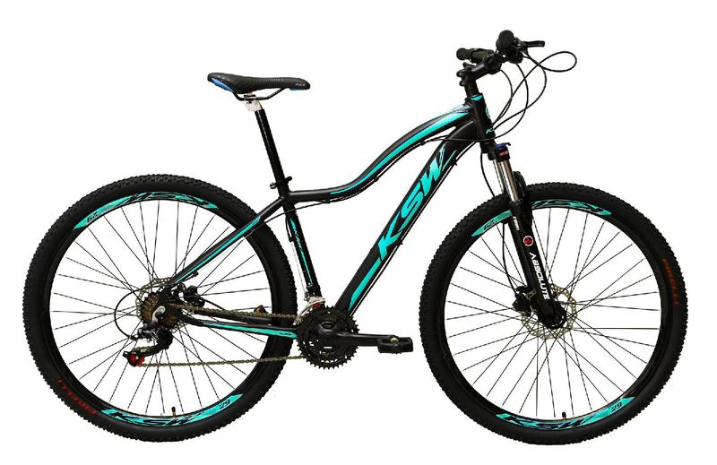 Imagem de Bicicleta Feminina Aro 29 Ksw Mwza Alumínio 24v Câmbios Shimano Garfo com Trava no Ombro - Preto/Azul