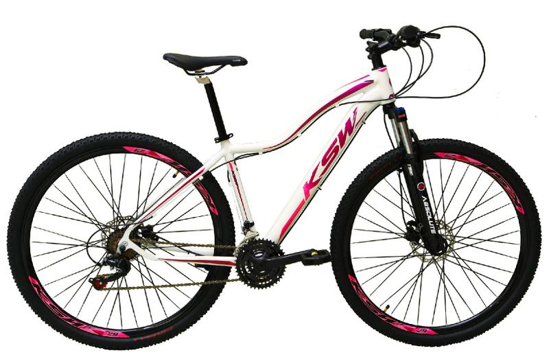 Imagem de Bicicleta Feminina Aro 29 Ksw Mwza Câmbios Shimano 24v K7 Freios Hidráulicos Garfo Com Trava - Branco/Violeta