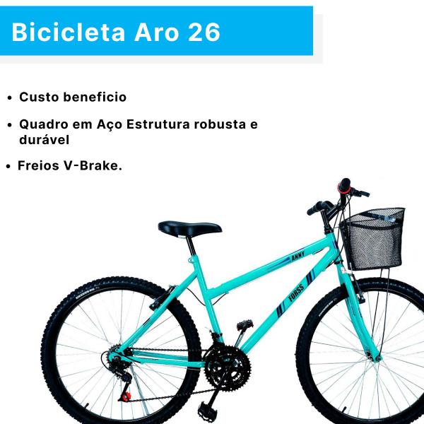 Imagem de Bicicleta Feminina Forss Anny Aro 26 C/cestinha 18 Marchas