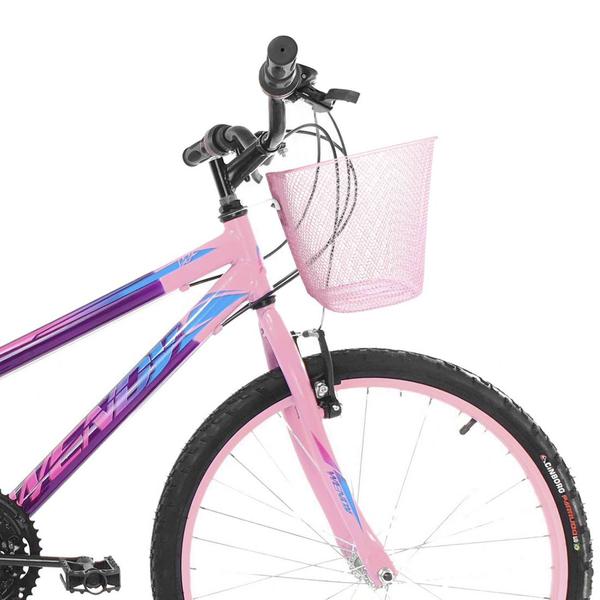 Imagem de Bicicleta Feminina Infantil Aro 24 Wendy 18V Com Cestinha