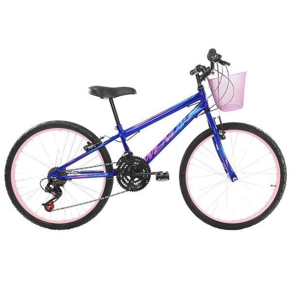 Imagem de Bicicleta Feminina Infantil Aro 24 Wendy 18V Com Cestinha