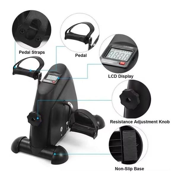 Imagem de Bicicleta fisioterapia ergometrica mini bike simulador digital lcd para braços e pernas portatil profissional