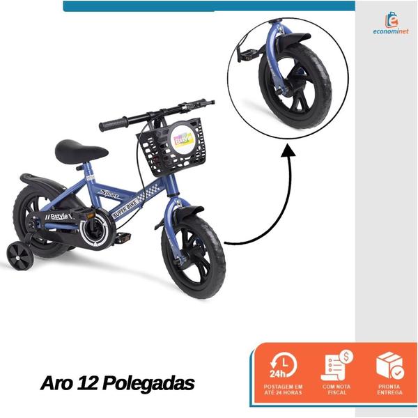 Imagem de Bicicleta Infantil Aro 12 Baby Style Speedy com Rodinhas Removíveis Menino Menina Freio Seguro Presente Cestinha Cesto Diversão e Segurança