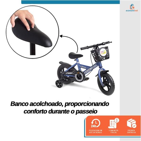 Imagem de Bicicleta Infantil Aro 12 Baby Style Speedy com Rodinhas Removíveis Menino Menina Freio Seguro Presente Cestinha Cesto Diversão e Segurança