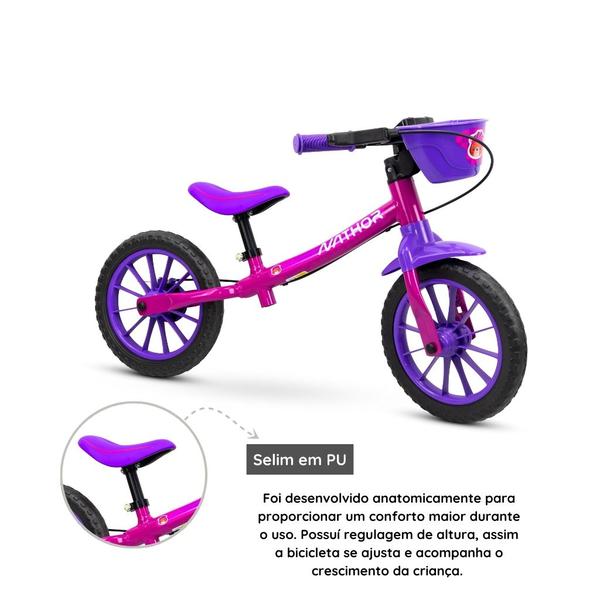 Imagem de Bicicleta Infantil Aro 12 Balance Sem Pedal Feminina Nathor Equilíbrio