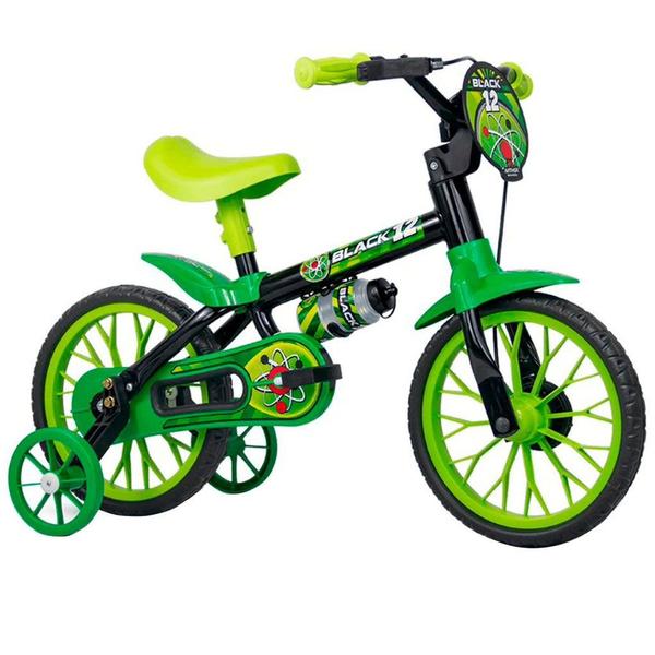 Imagem de Bicicleta Infantil Aro 12 Black 12 Com Capacete Preto - Nathor