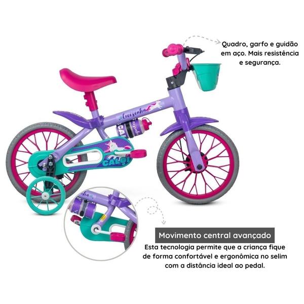 Imagem de Bicicleta Infantil Aro 12 Com Rodinhas Cecizinha E Capacete