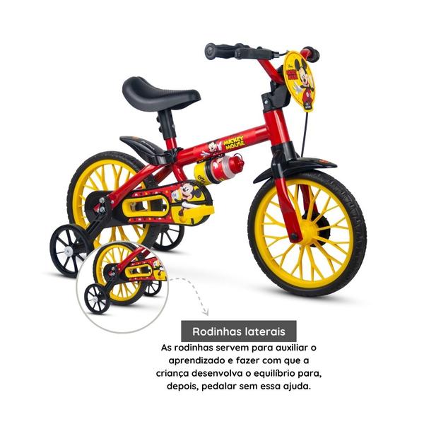 Imagem de Bicicleta Infantil Aro 12 com Rodinhas Mickey Mouse Vermelha - Nathor