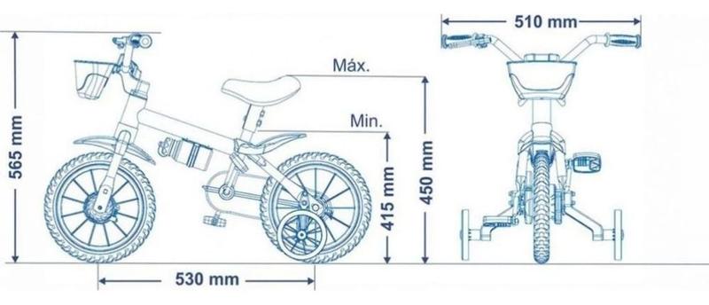 Imagem de Bicicleta Infantil Aro 12 Com Rodinhas Nathor De 2 A 5 Anos