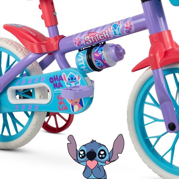 Imagem de Bicicleta Infantil Aro 12 Com Rodinhas Stitch - Nathor