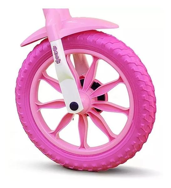 Imagem de Bicicleta Infantil Aro 12 Flower Branco Rosa C/ Cesta Nathor