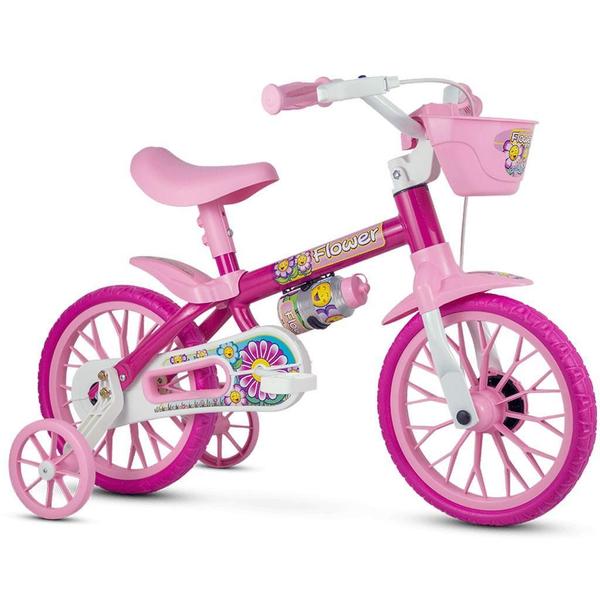 Imagem de Bicicleta Infantil Aro 12 Flower + Capacete Rosa - Nathor