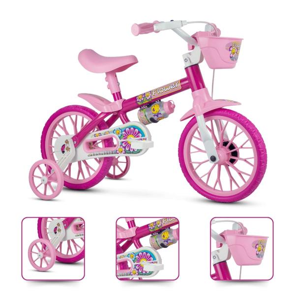 Bicicleta Infantil aro 12 Flower Veloz Black Mechanic - Nathor Bicicleta Infantil aro 12 Flower Veloz Black Mechanic - Nathor