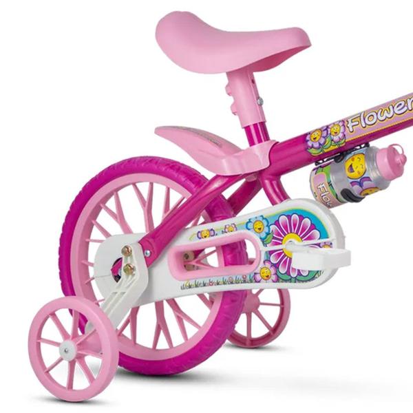 Imagem de Bicicleta Infantil Aro 12 Freio Tambor 1 Marcha Cestinha Nathor C/ Rodinha Menina de 90cm a 1m