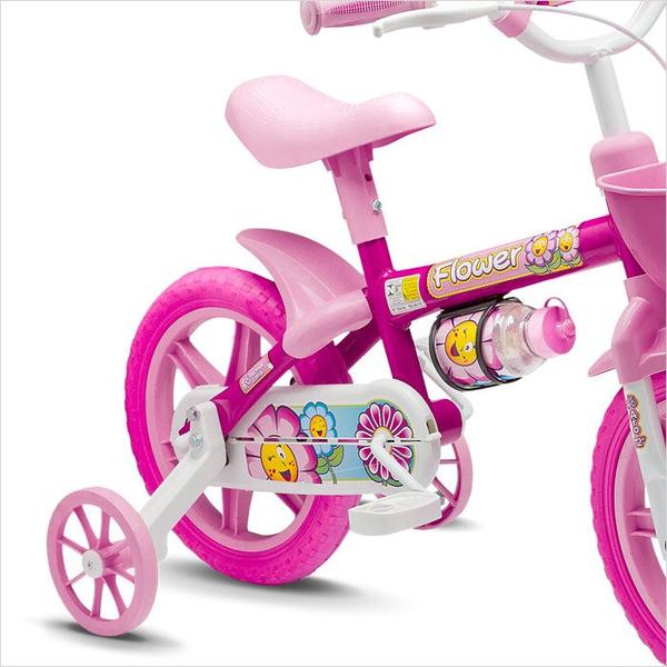 Imagem de Bicicleta Infantil Aro 12 Menina Com Rodinhas Nathor Flower