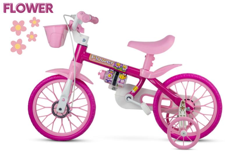 Imagem de Bicicleta Infantil Aro 12 Nathor Flower (SKU: 35_02) Rosa com Rodinhas 