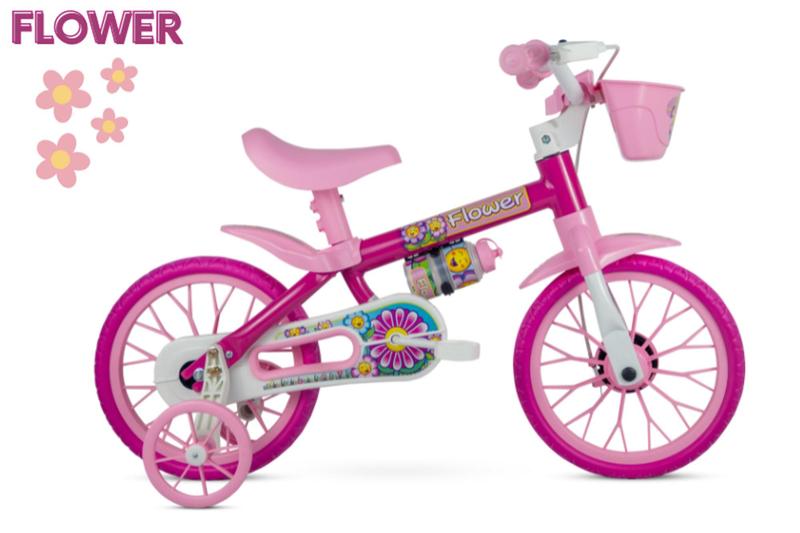 Imagem de Bicicleta Infantil Aro 12 Nathor Flower (SKU: 35_16) Rosa com Rodinhas 