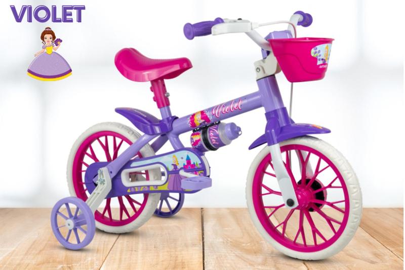 Imagem de Bicicleta Infantil Aro 12 Nathor Violet (SKU: 37_07) Lilas com Rodinhas 