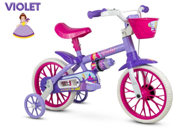 Imagem de Bicicleta Infantil Aro 12 Nathor Violet (SKU: 37_10) Lilas com Rodinhas 