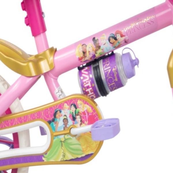 Imagem de Bicicleta Infantil Aro 12 Rodinha Garrafa Princesas Capacete