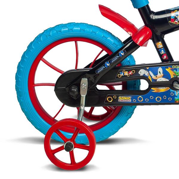 Imagem de Bicicleta Infantil Aro 12 Rodinhas Sonic Preta e Azul Verden