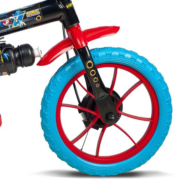 Imagem de Bicicleta Infantil Aro 12 Rodinhas Sonic Preta e Azul Verden