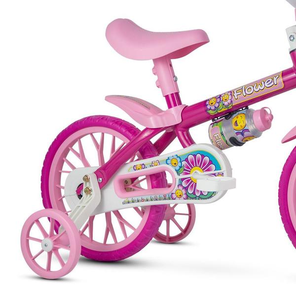 Imagem de Bicicleta Infantil Aro 12 Rosa Com Rodinhas Menina Flower Nathor