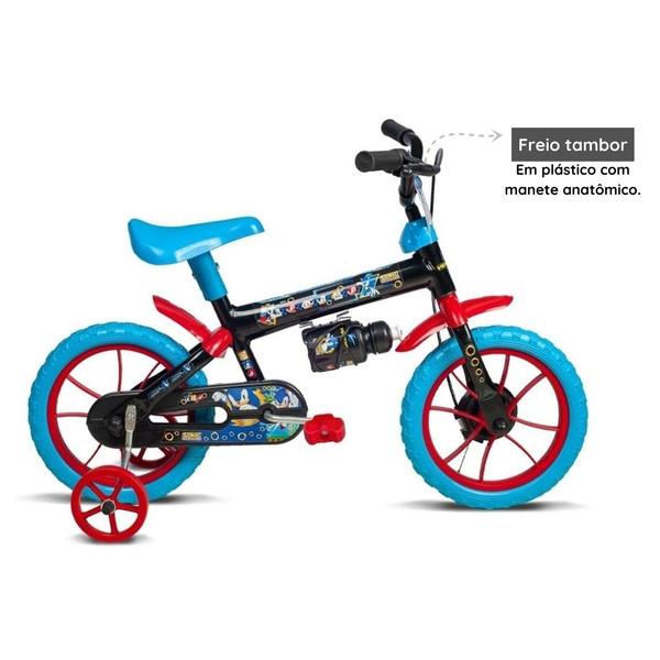 Imagem de Bicicleta Infantil Aro 12 Sonic Verden Azul Com Rodinhas