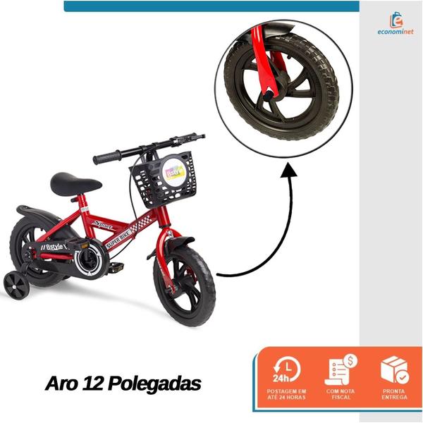 Imagem de Bicicleta Infantil Aro 12 Speedy com Rodinhas Removíveis Menino Menina Freio Seguro Presente Cestinha Cesto Diversão e Segurança