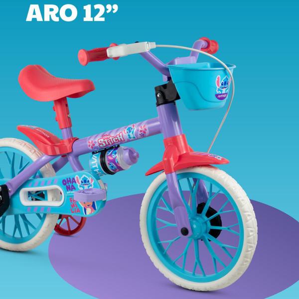 Imagem de Bicicleta Infantil Aro 12 Stitch Nathor Indicado Para +