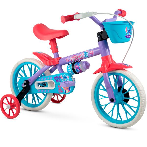 Imagem de Bicicleta Infantil Aro 12 Stitch Rodinhas Laterais Freio Dianteiro a Tambor Nathor