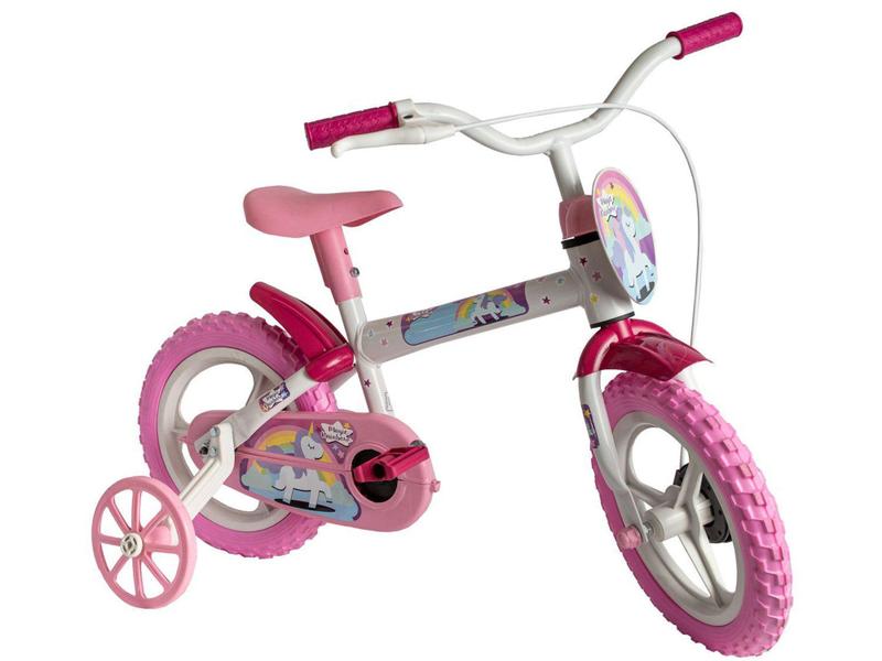 Imagem de Bicicleta Infantil Aro 12 Styll Kids Magic Rainbow - Rosa e Branco