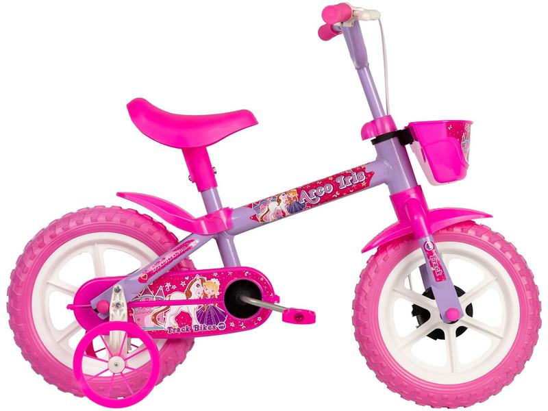 Bicicleta Infantil Aro 12 TK3 Track Arco Íris Lilás e Rosa com Rodinhas Bicicleta Infantil Aro 12 TK3 Track Arco Íris Lilás e Rosa com Rodinhas