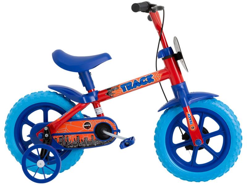 Bicicleta Infantil Aro 12 TK3 Track Arco Íris Vermelho e Azul com Rodinhas Bicicleta Infantil Aro 12 TK3 Track Arco Íris Vermelho e Azul com Rodinhas
