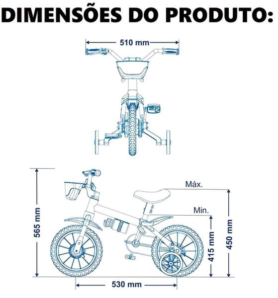 Imagem de Bicicleta Infantil Aro 12 Veloz Nathor Com Rodinhas