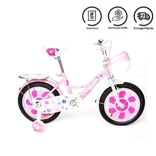 Imagem de Bicicleta Infantil Aro 14 Bicicletinha Rosa Para Menina