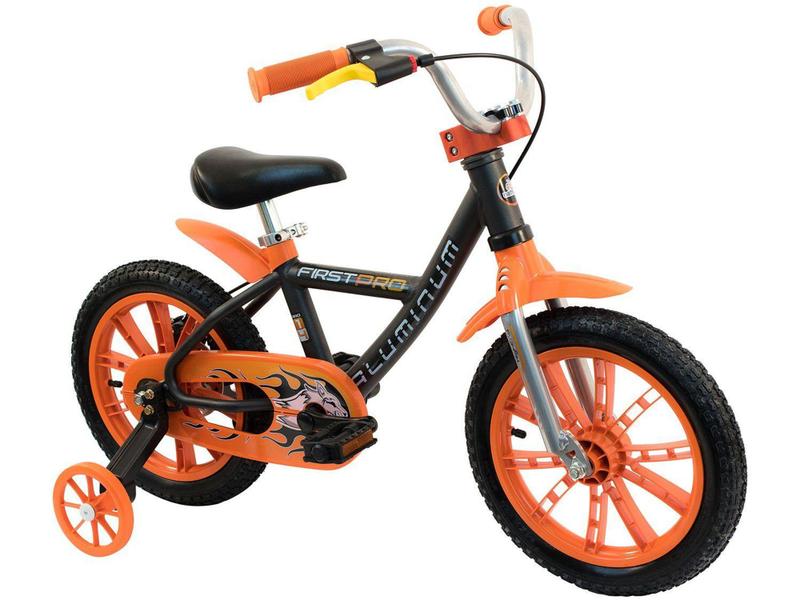 Imagem de Bicicleta Infantil Aro 14 Nathor First Pro Preta - com Rodinhas Freio à Disco