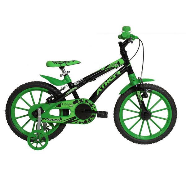 Imagem de Bicicleta Infantil Aro 16 Athor Baby Lux A10 Masculina Preto Verde