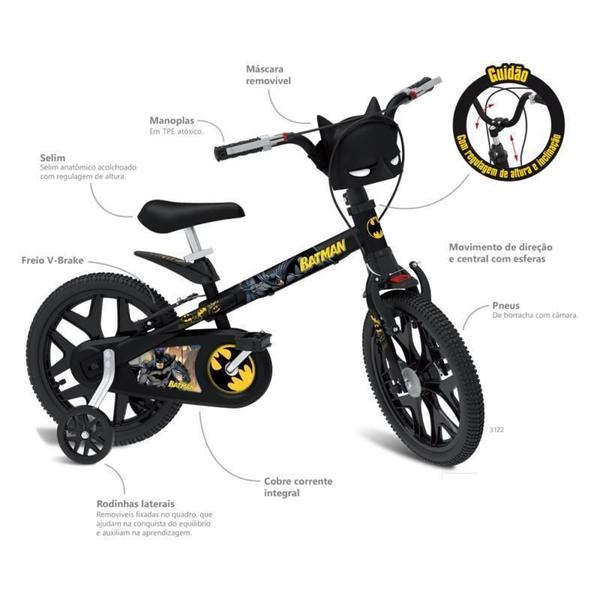 Imagem de Bicicleta Infantil Aro 16 Batman Preta Bandeirante