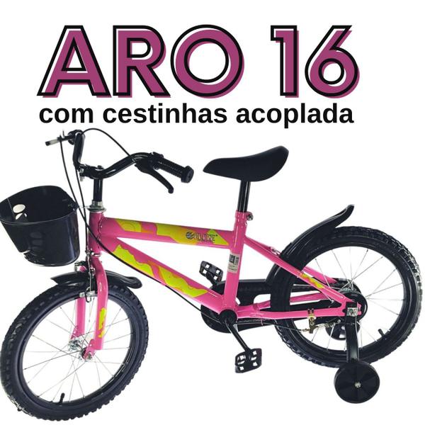 Imagem de BICICLETA INFANTIL ARO 16 COM CESTINHA ELITE Cor Rosa