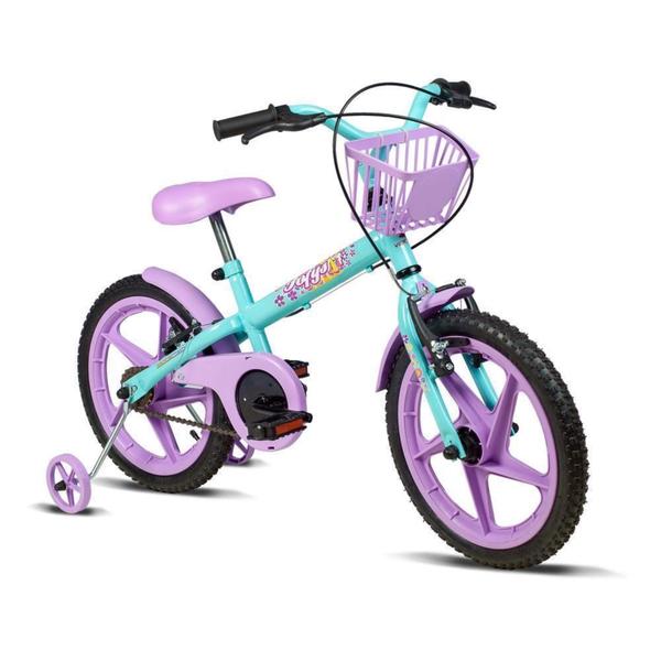 Imagem de Bicicleta Infantil Aro 16" Fofys Verde Tiffany e Lilás Verden - 10478