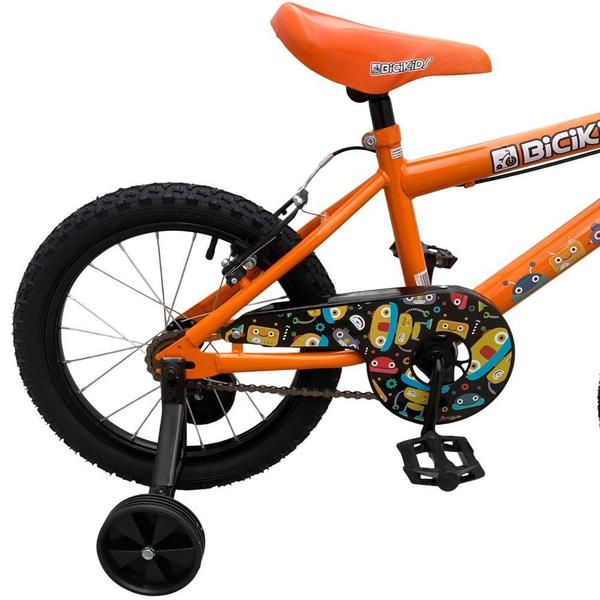 Imagem de Bicicleta Infantil Aro 16 Menino Bicikids Robo Resistente com Rodinhas Removíveis para Segurança e Diversão nas Aventuras