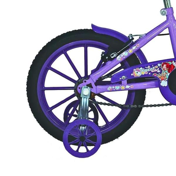 Imagem de Bicicleta Infantil Aro 16 Mormaii Lilas Com Rodinha E Cesta