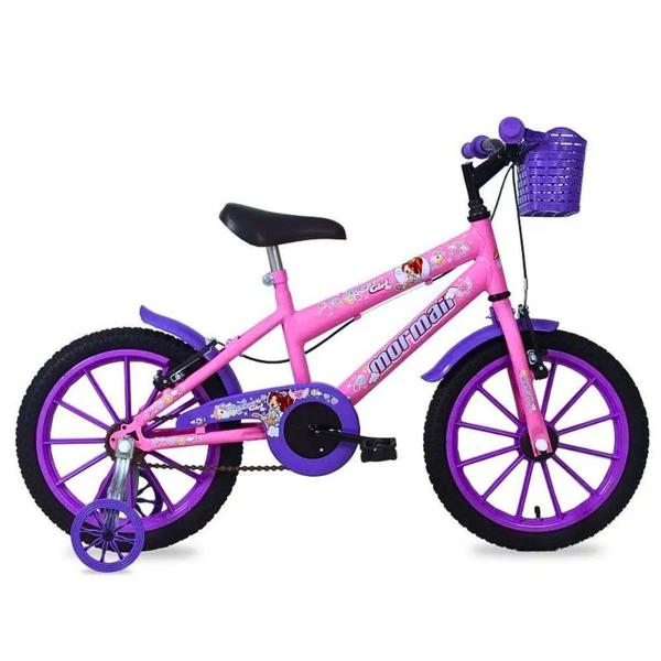 Imagem de Bicicleta Infantil Aro 16 Mormaii Rosa Com Rodinha E Cesta